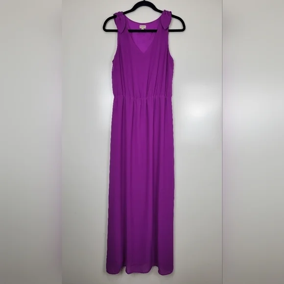 Cremieux Purple Sleeveless Bow Maxi Dress Size Medium - Picture 1 of 10
